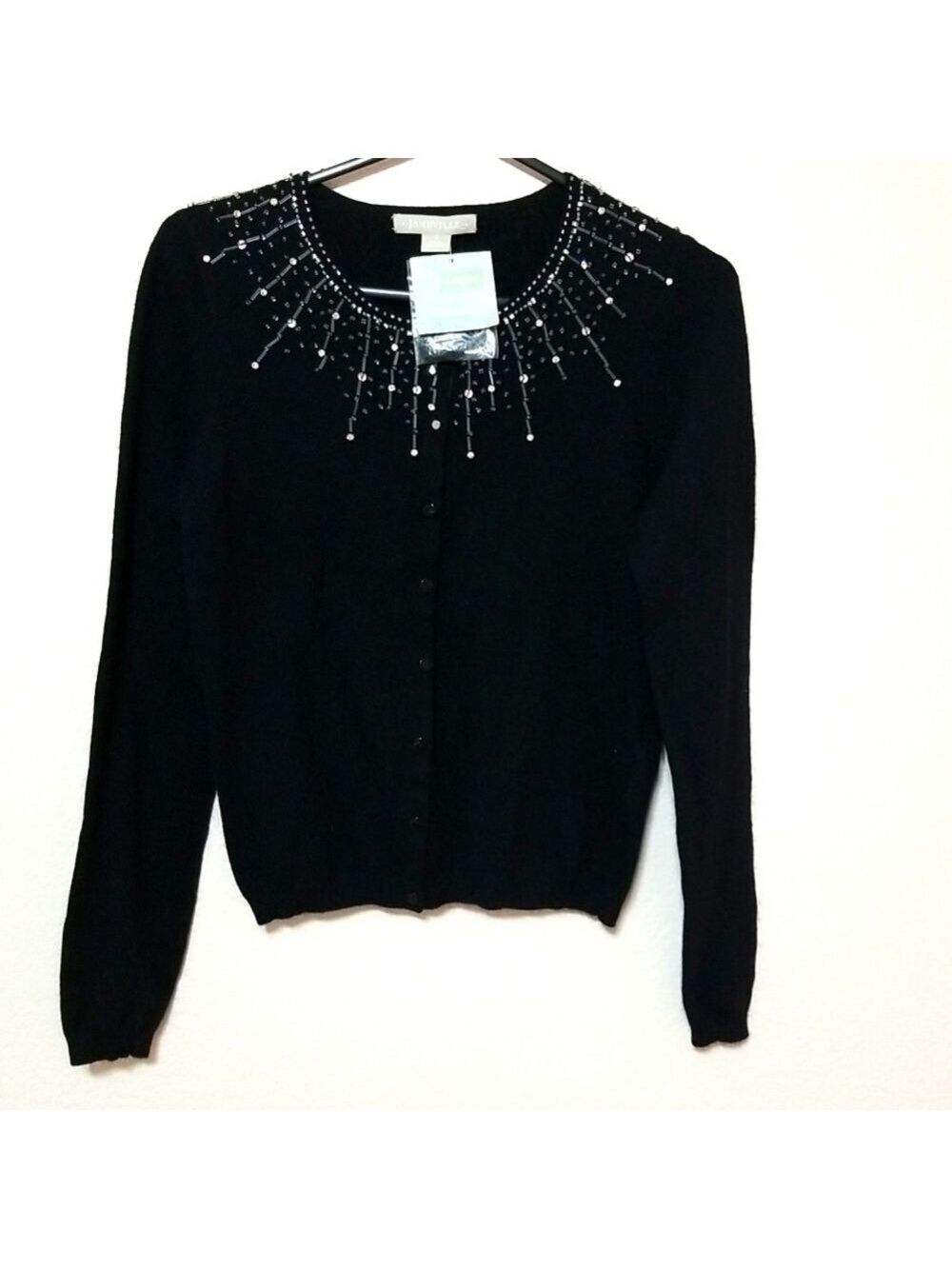 Janeville embellished cardigan, size Small, black ,New with tags.